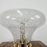 1970s table lamp in worked glass and gold metal