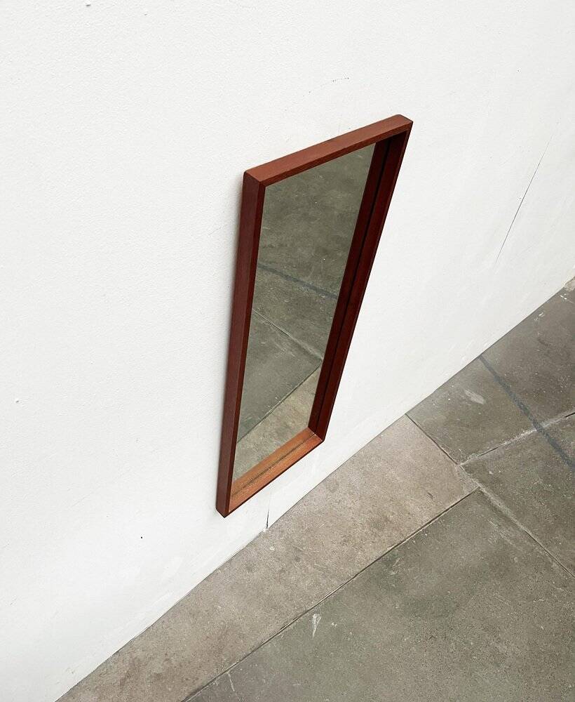 Miroir minimaliste mid-century allemand en teck de Zier-Form, années 1960