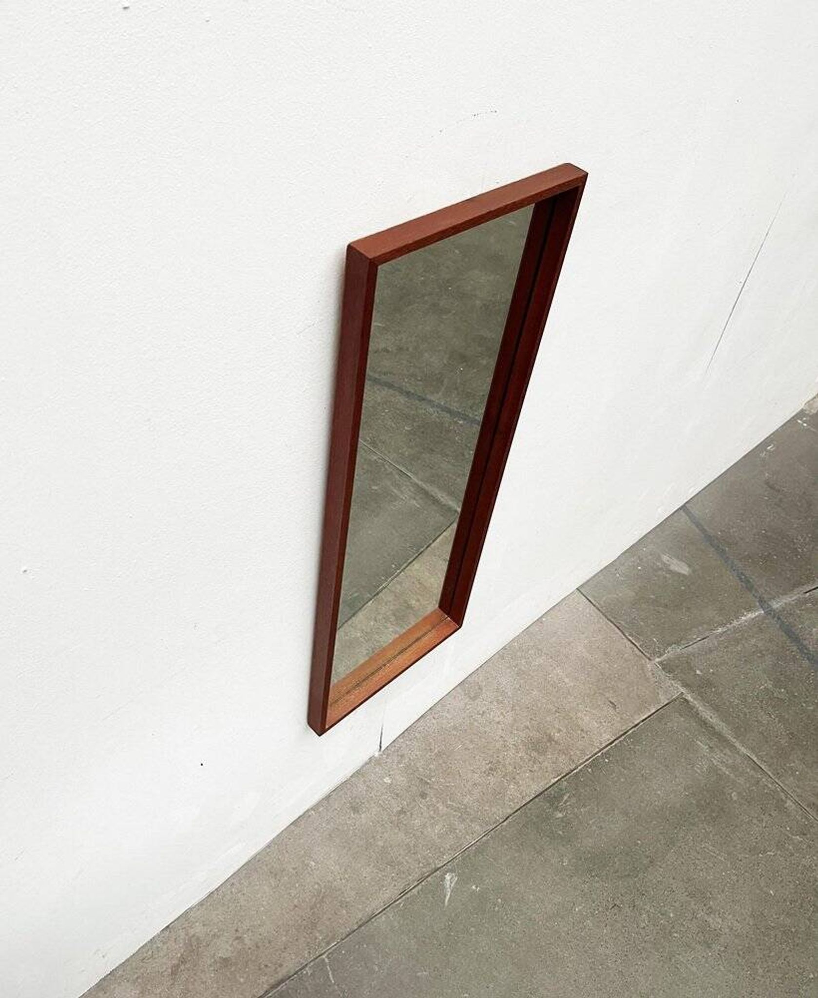 Minimalist mid-century German mirror in teak by Zier-Form, 1960s.