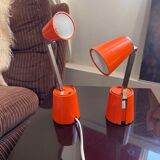 Pair of orange Lampette lamps
