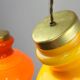 Mid-century italian glass & brass pendant lamps, set of 2