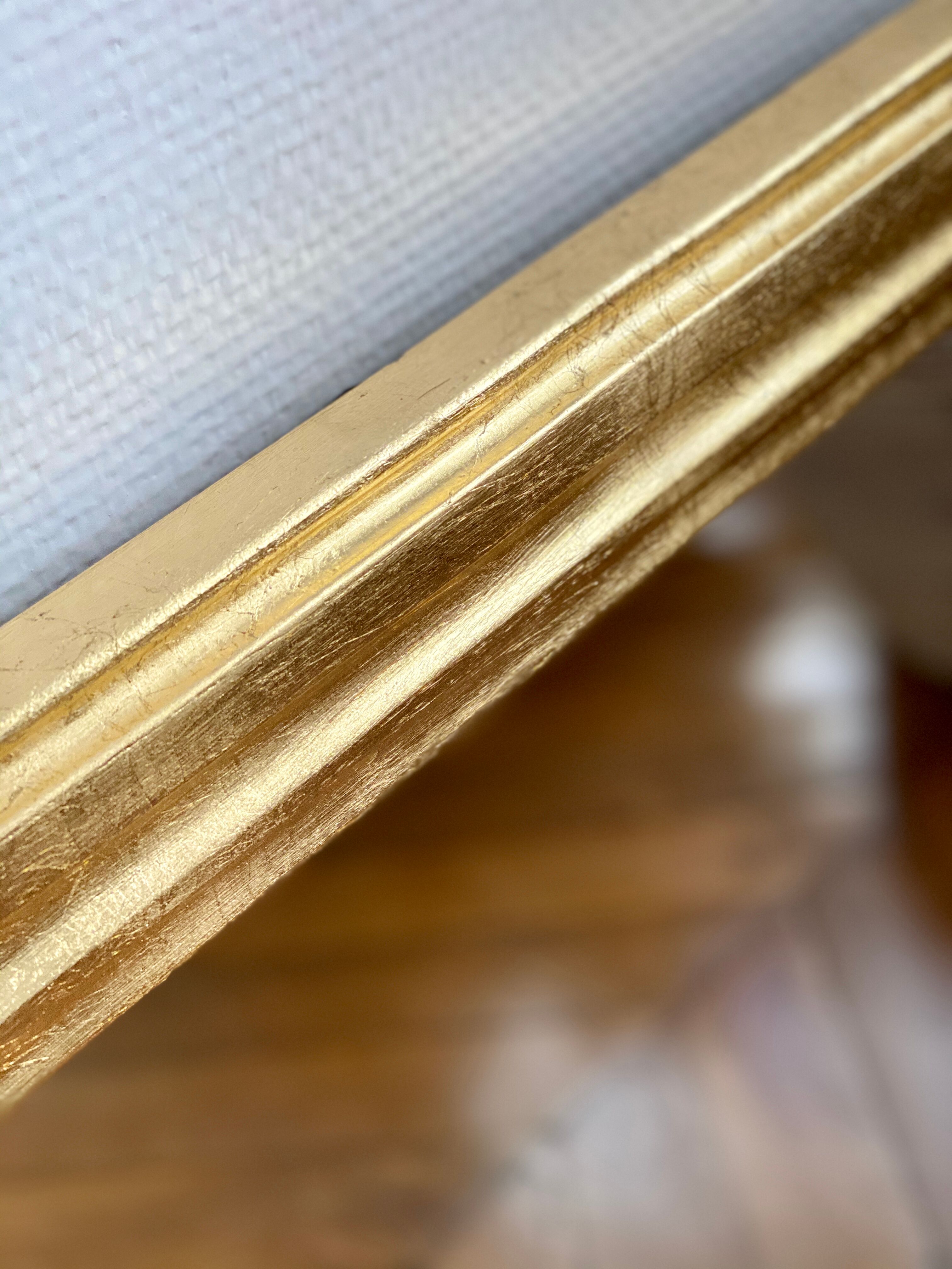 Miroir ancien Louis Philippe doré feuille d’or - 71x53cm