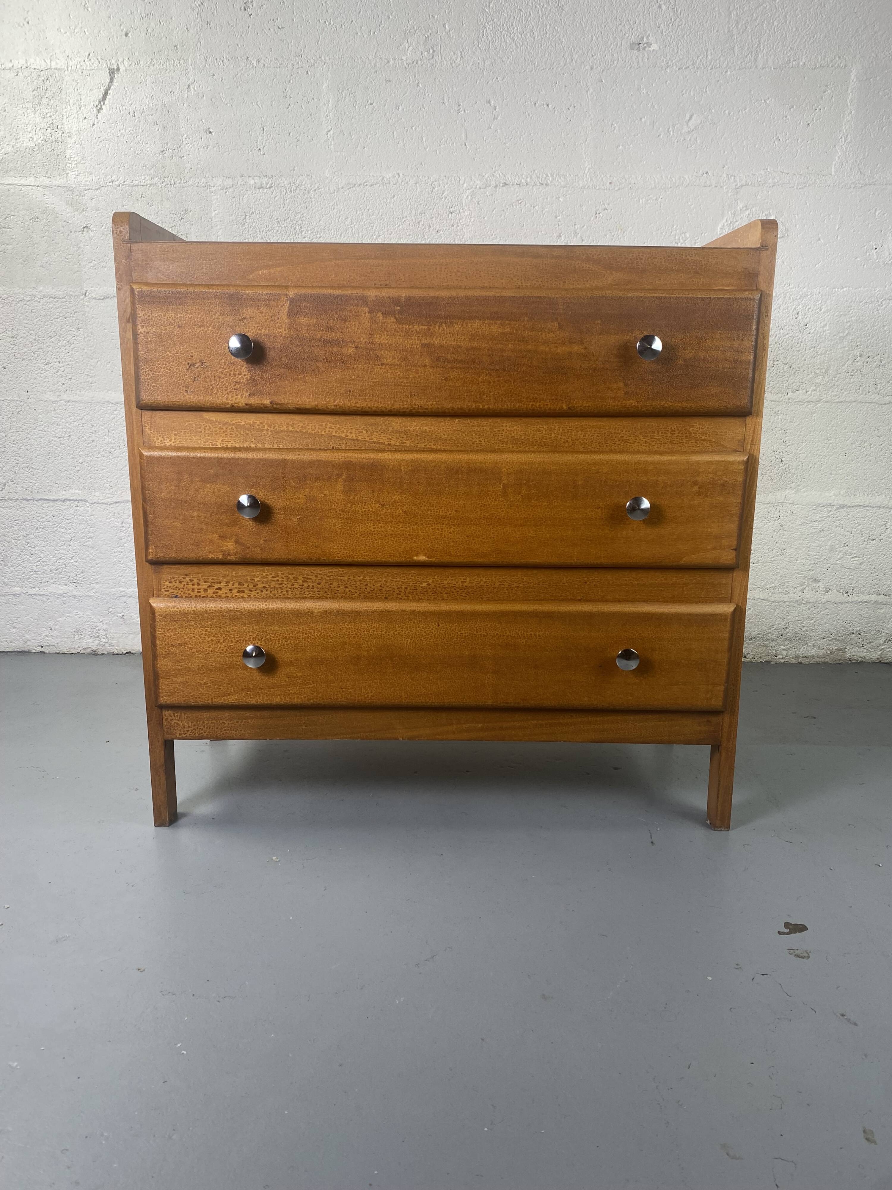 Commode Vintage en Bois à 3 Tiroirs