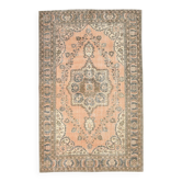 6x9 Salmon & Brown Madallion Pattern Persian Area Rug, 182x284Cm