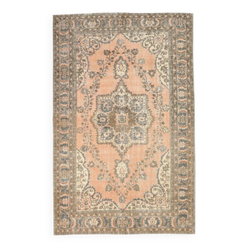 6x9 Salmon & Brown Madallion Pattern Persian Area Rug, 182x284Cm