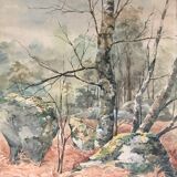 Lyartineau: In the forest of Fontainebleau, watercolor