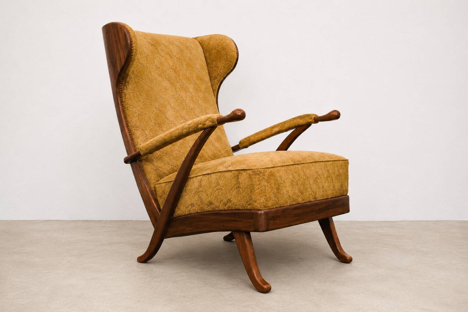 Karl Nothhelfer cherry wood wing lounge chair for Schörle & Gölz-1950s