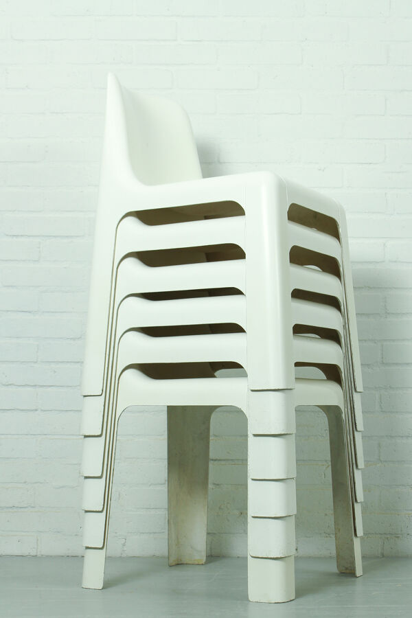 Ensemble de 6 chaises de salle à manger OZOO 700 en fibre de verre par Marc Berthier pour Roche Bobois, années 1970