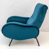 Marco Zanuso Mid-Century Modern Italian Velvet Reclining Armchair, 1950s