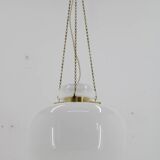 1970s Opaline Glass & Brass Pendant Light , 2 items available