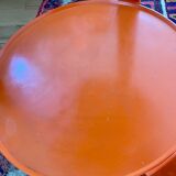Round orange plastic side table 1970