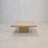 Table Basse Carrée Italienne en Travertin, 1980s