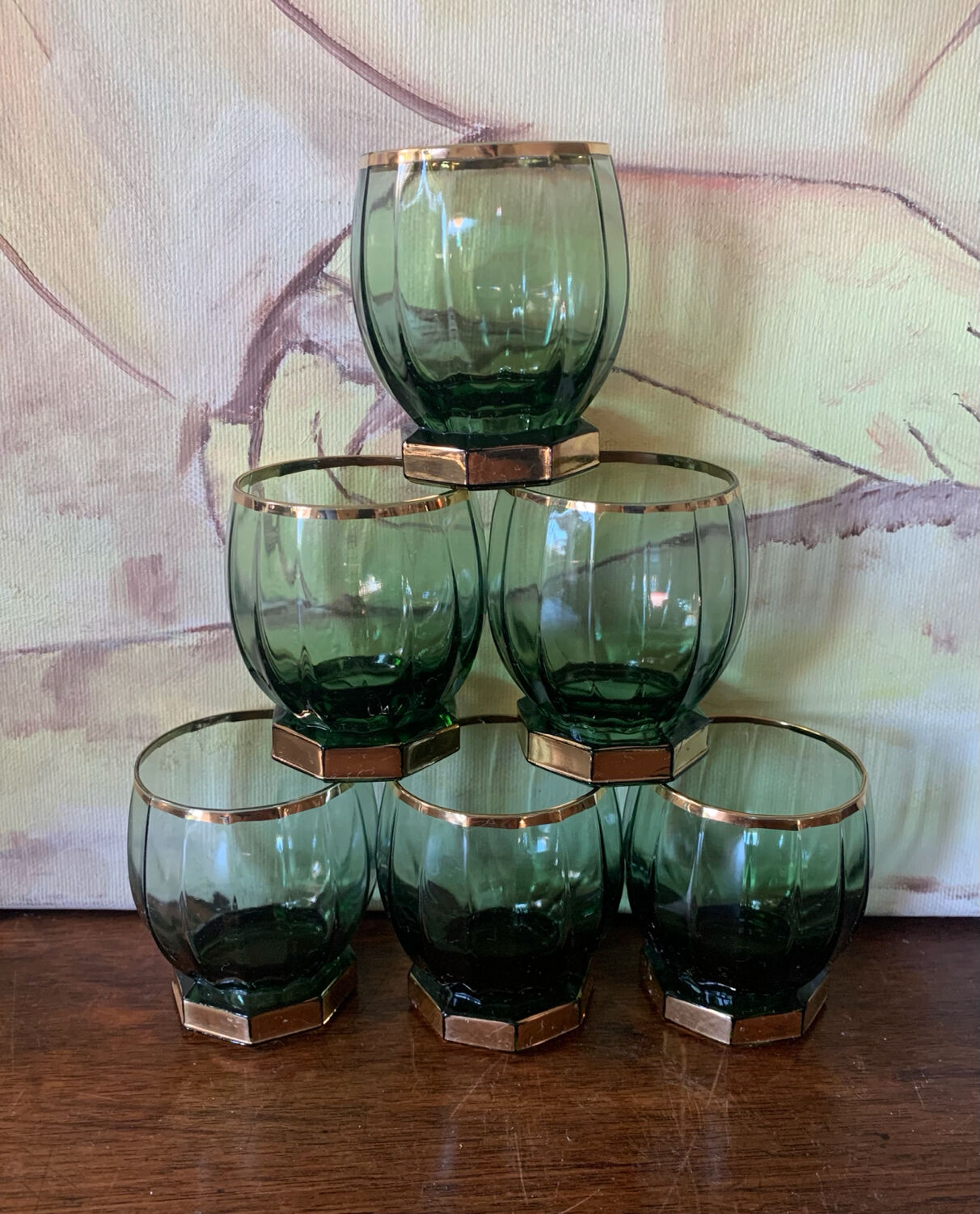 6 art deco glasses