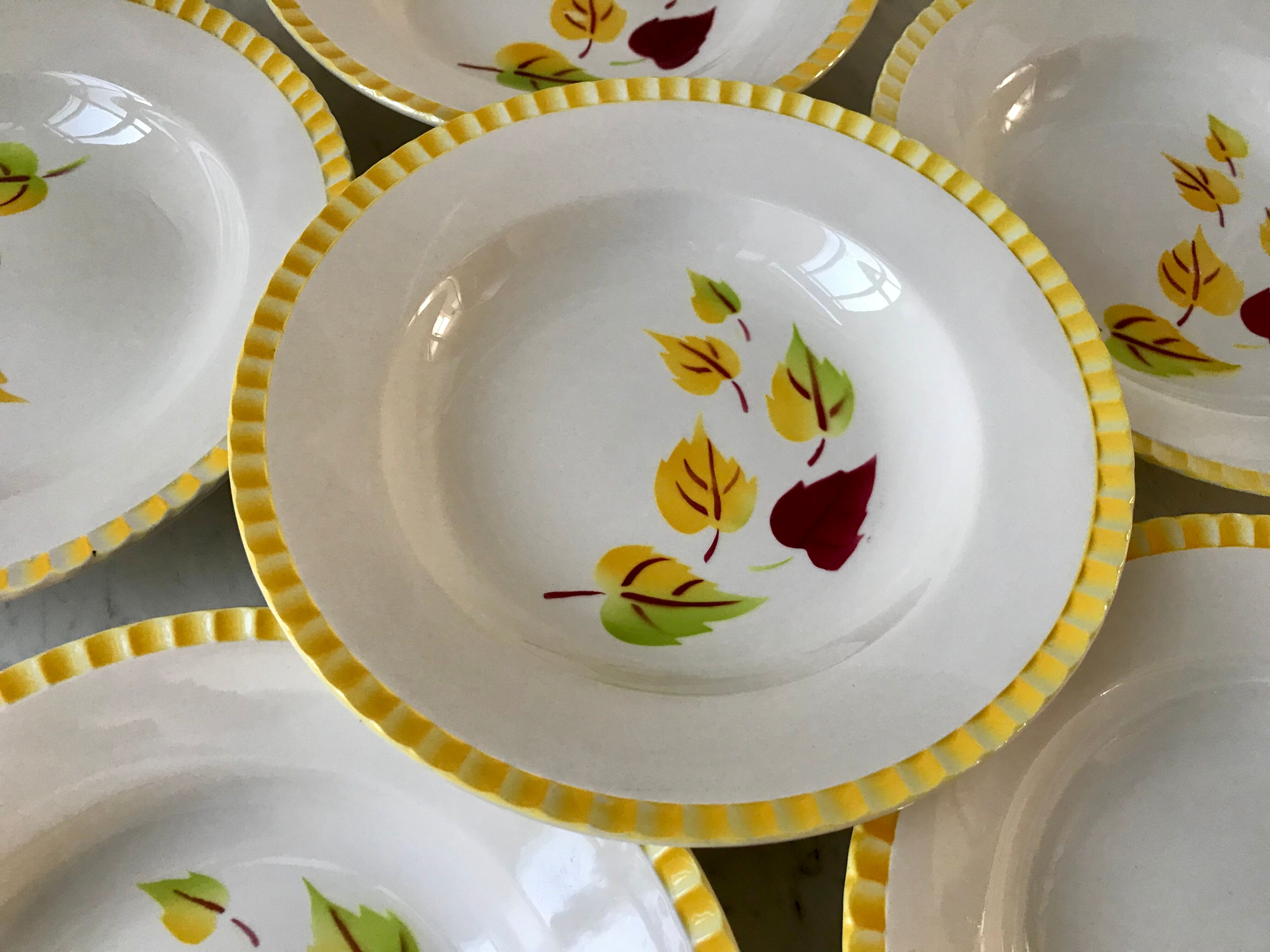 Lot of 6 hollow plates Digoin Sarreguemines model "Alouette" years 30-40