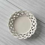 Woven white ceramic basket