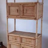 Rattan stand shelf and canning 50s