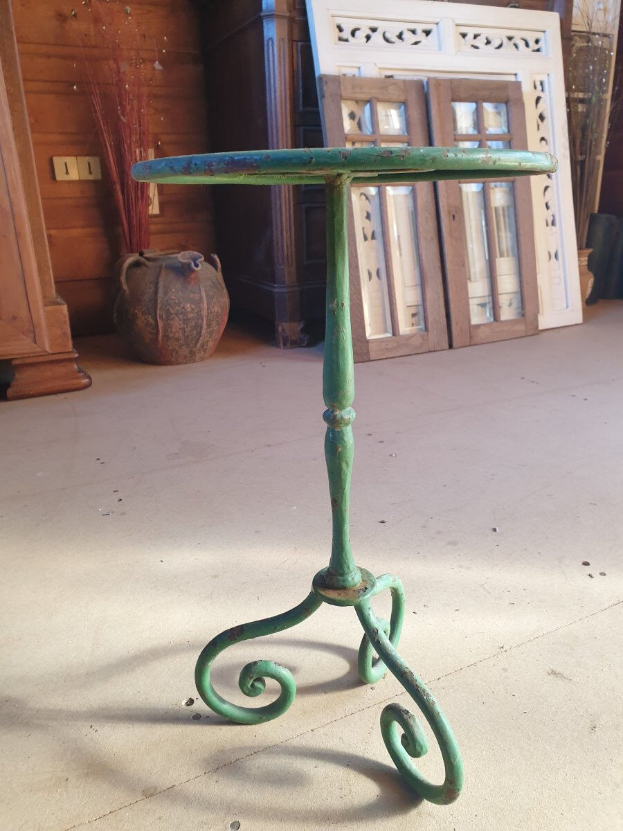 Small green metal side table - mid 20th century