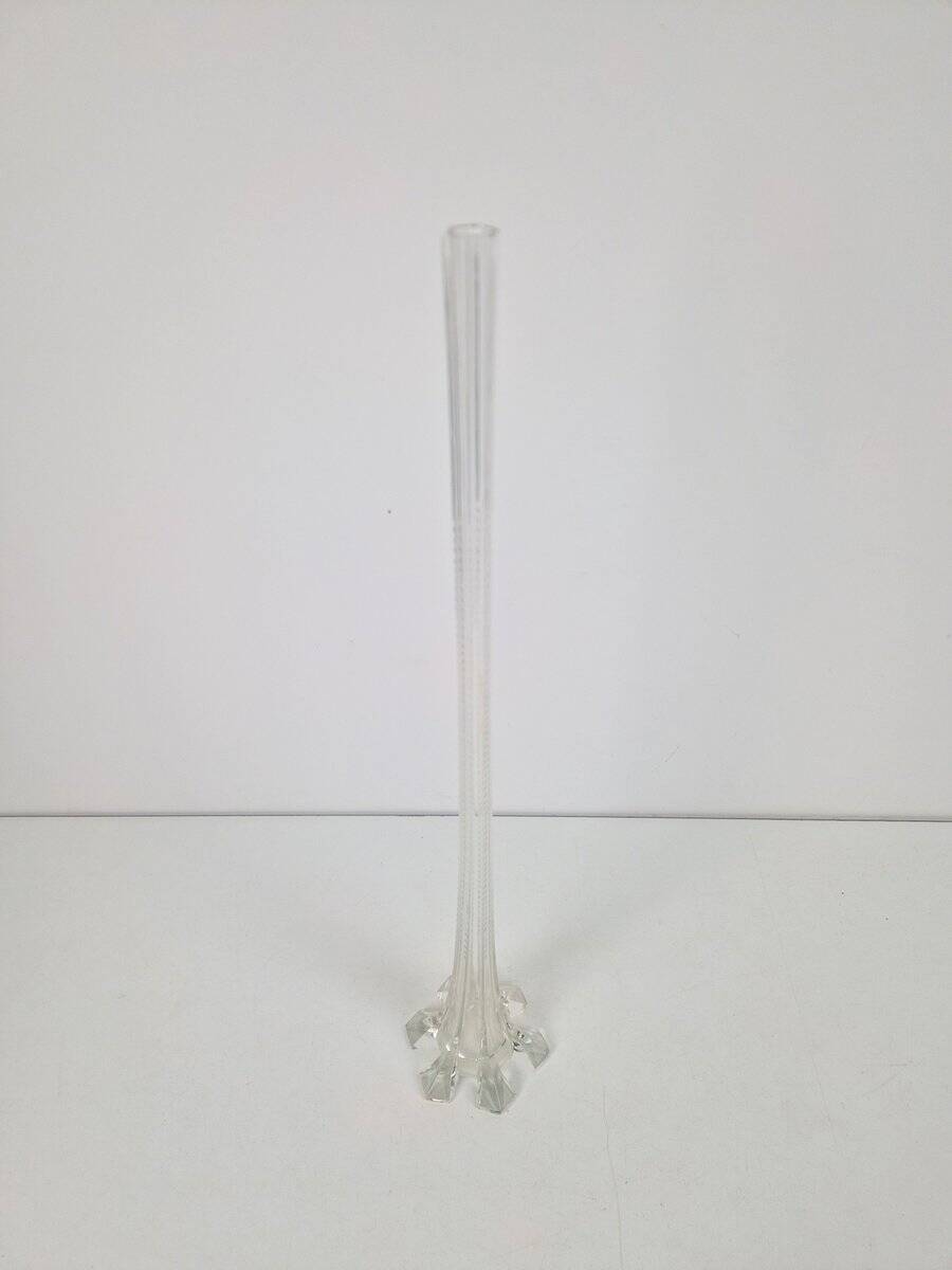 Art Nouveau French Gladioli Fluted Glass Vase, 1920s