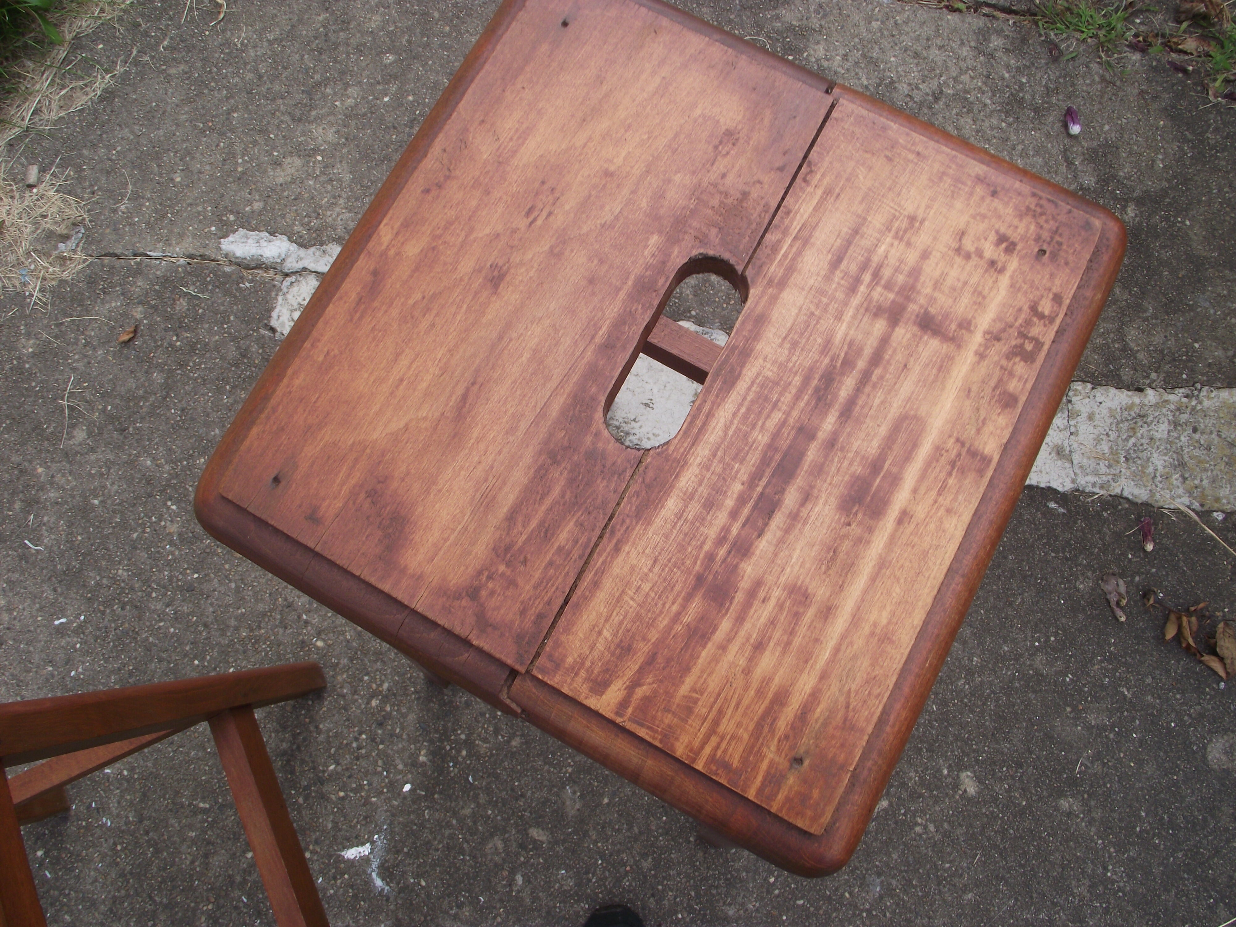 Two wooden artist stools in the early 20th century