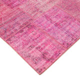Tapis oriental surteint noué à la main 207 cm x 301 cm tapis patchwork rose