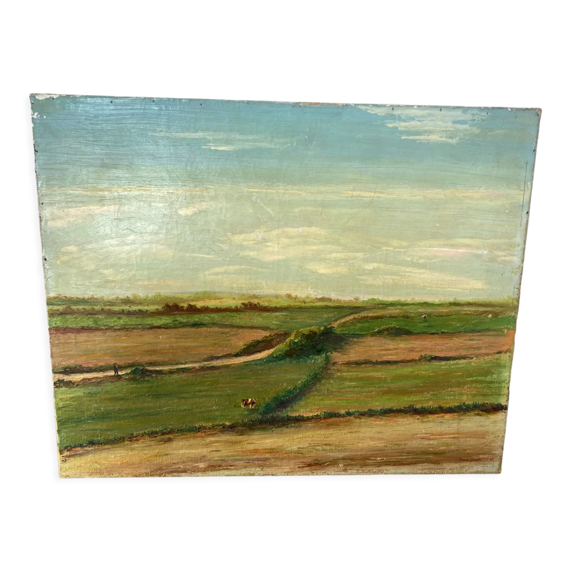 Ancient landscape of Brittany signed