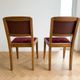 Pair of vintage chairs in wood and burgundy velvet.