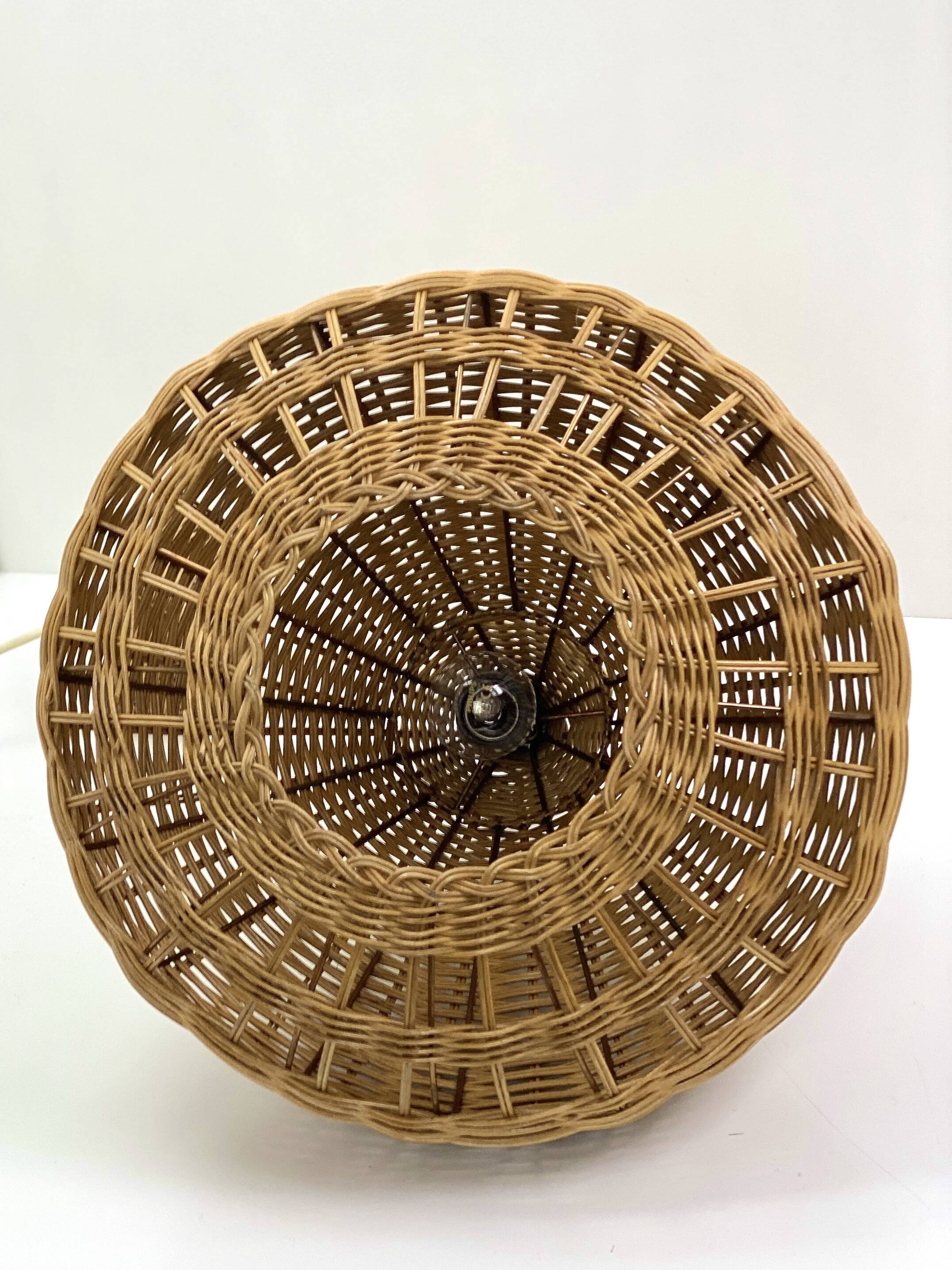 Vintage wicker pendant light from the 1960s.