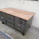 Antique workshop workbench, vintage, metal and wood