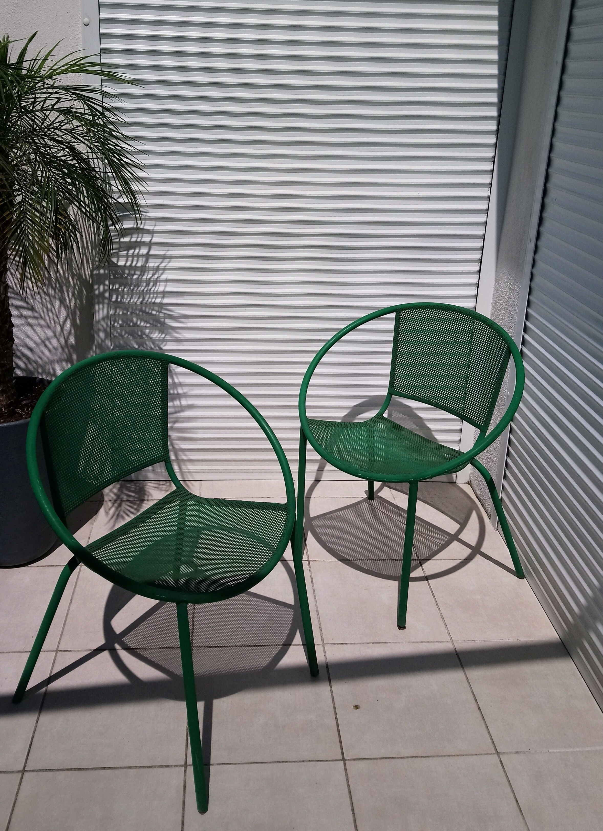 Pair of chairs half moon garden 80s Italian design