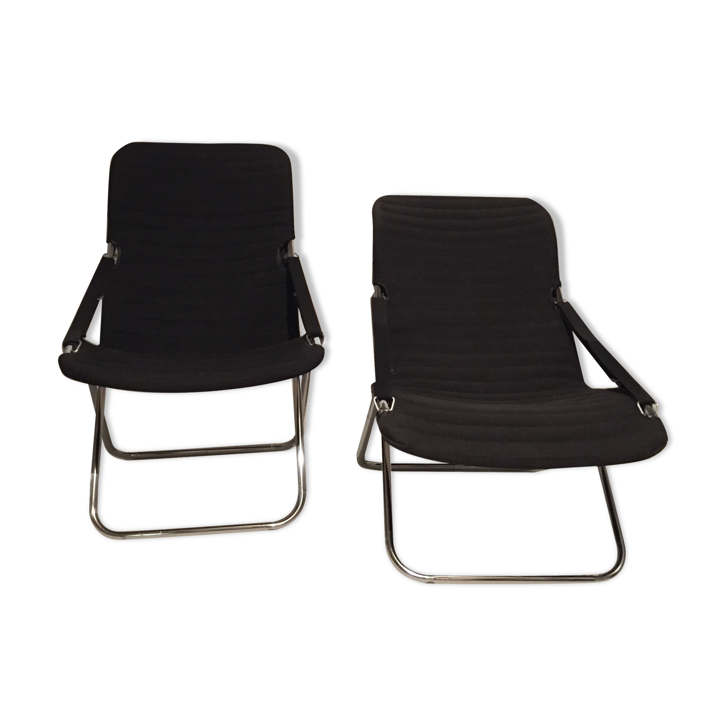 Pair of vintage foldable sunbed chairs, Grazioli Giocattoli, Italy, 1970s