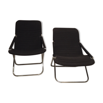 Paire de fauteuils transats pliables vintage, Grazioli Giocattoli, Italie, années 1970