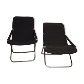 Pair of vintage foldable sunbed chairs, Grazioli Giocattoli, Italy, 1970s