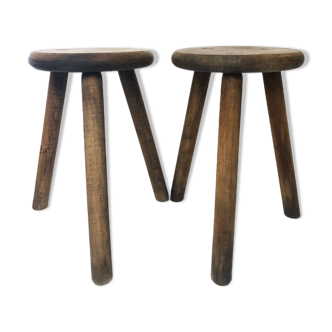 Pair of brutalist stools, 1970