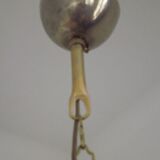 French vintage silver finished brass cylindrical glass 2 light hall lantern 3929