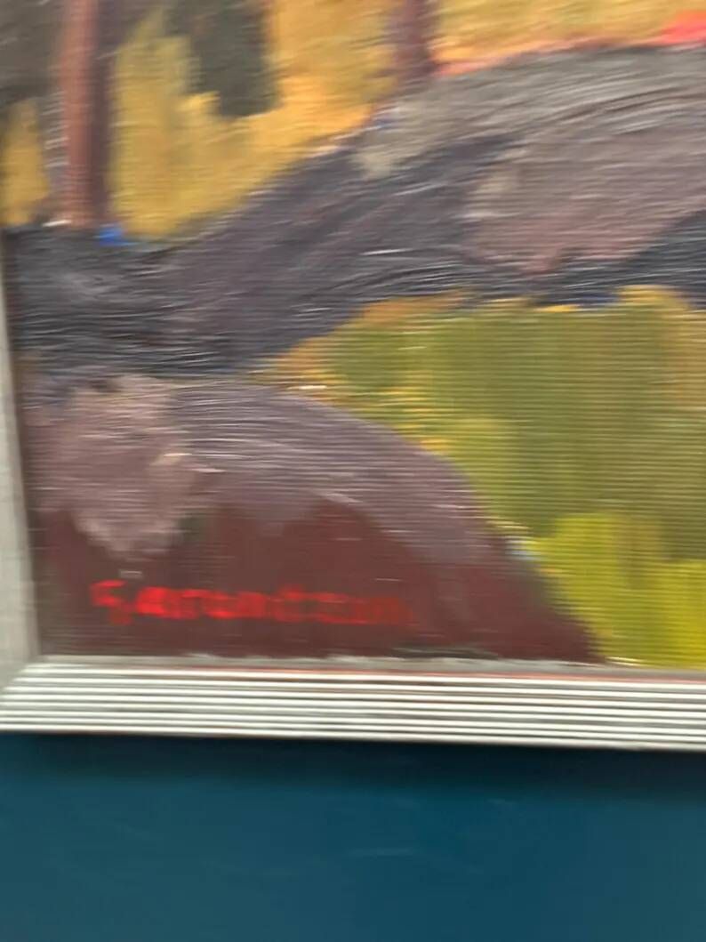 Original Swedish Oil on Canvas – “Orust” by Gösta Arontzon – Signed – Dated 1971 – Vintage & Framed – 58 × 49 cm