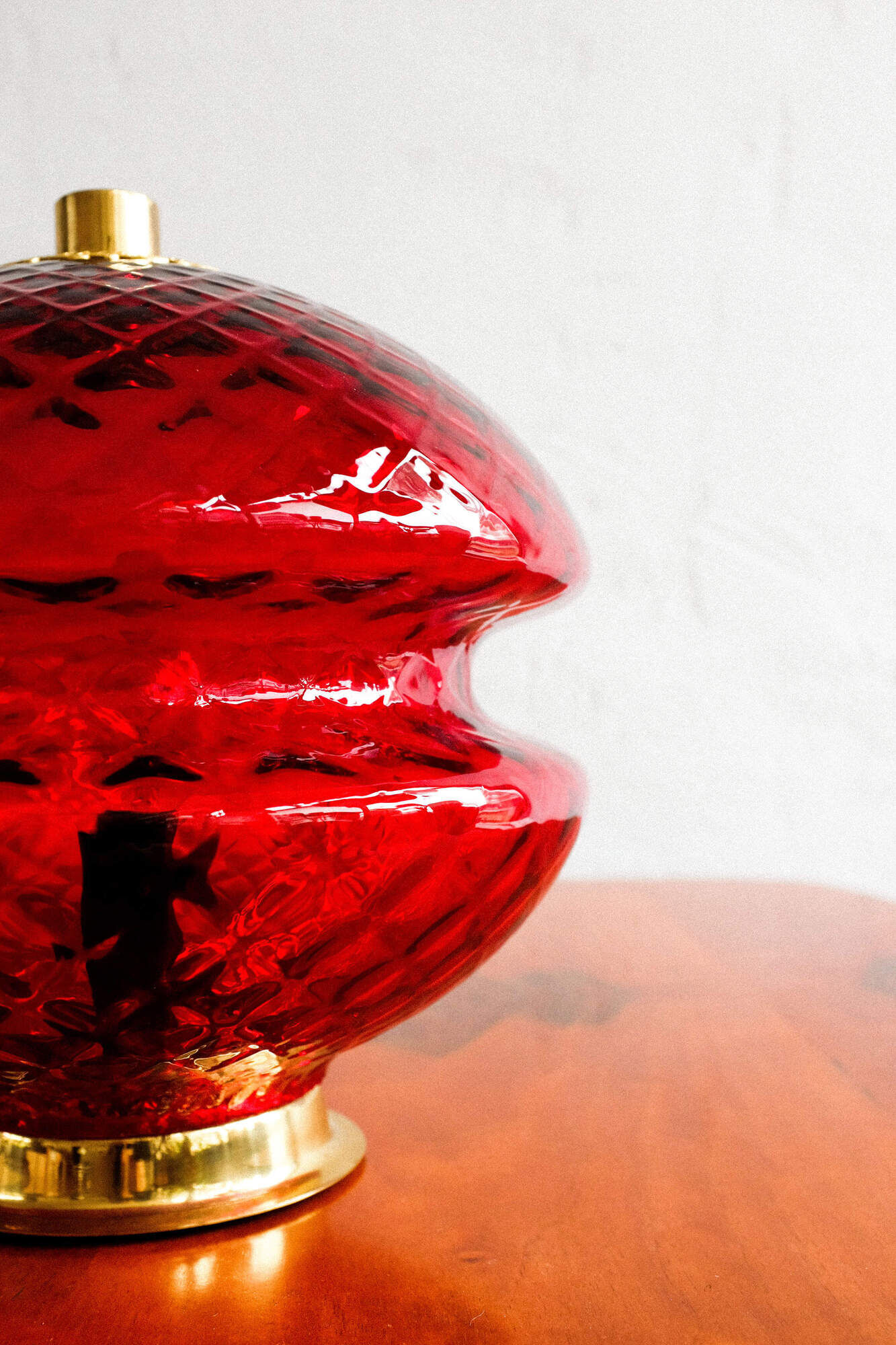 Vintage Czechoslovak Red Glass Table Lamp by Jablonecké Sklárny, 1970s