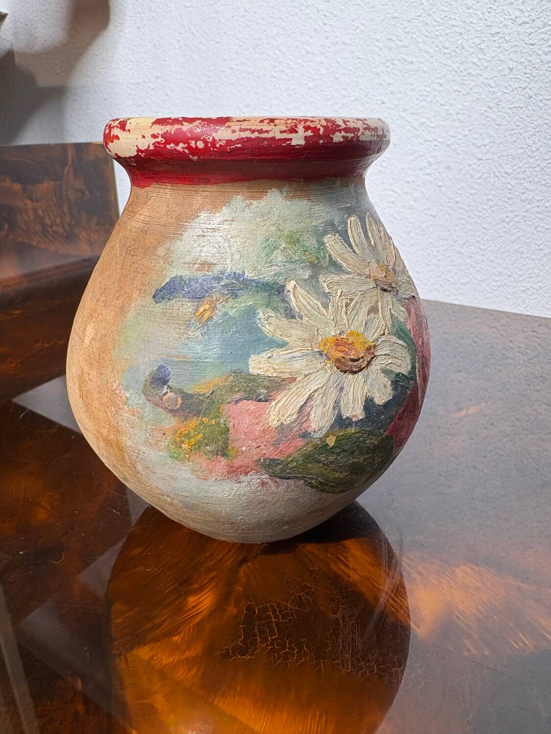 Small grease pot, foie gras pot, confit in painted glazed terracotta