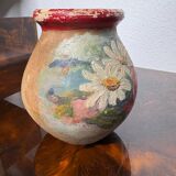 Small grease pot, foie gras pot, confit in painted glazed terracotta