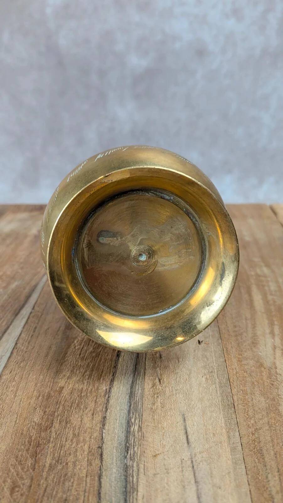 Small antique engraved brass jug