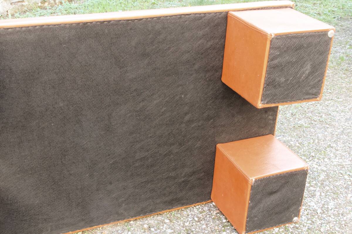 Cognac leather coffee table, vintage 1980s.