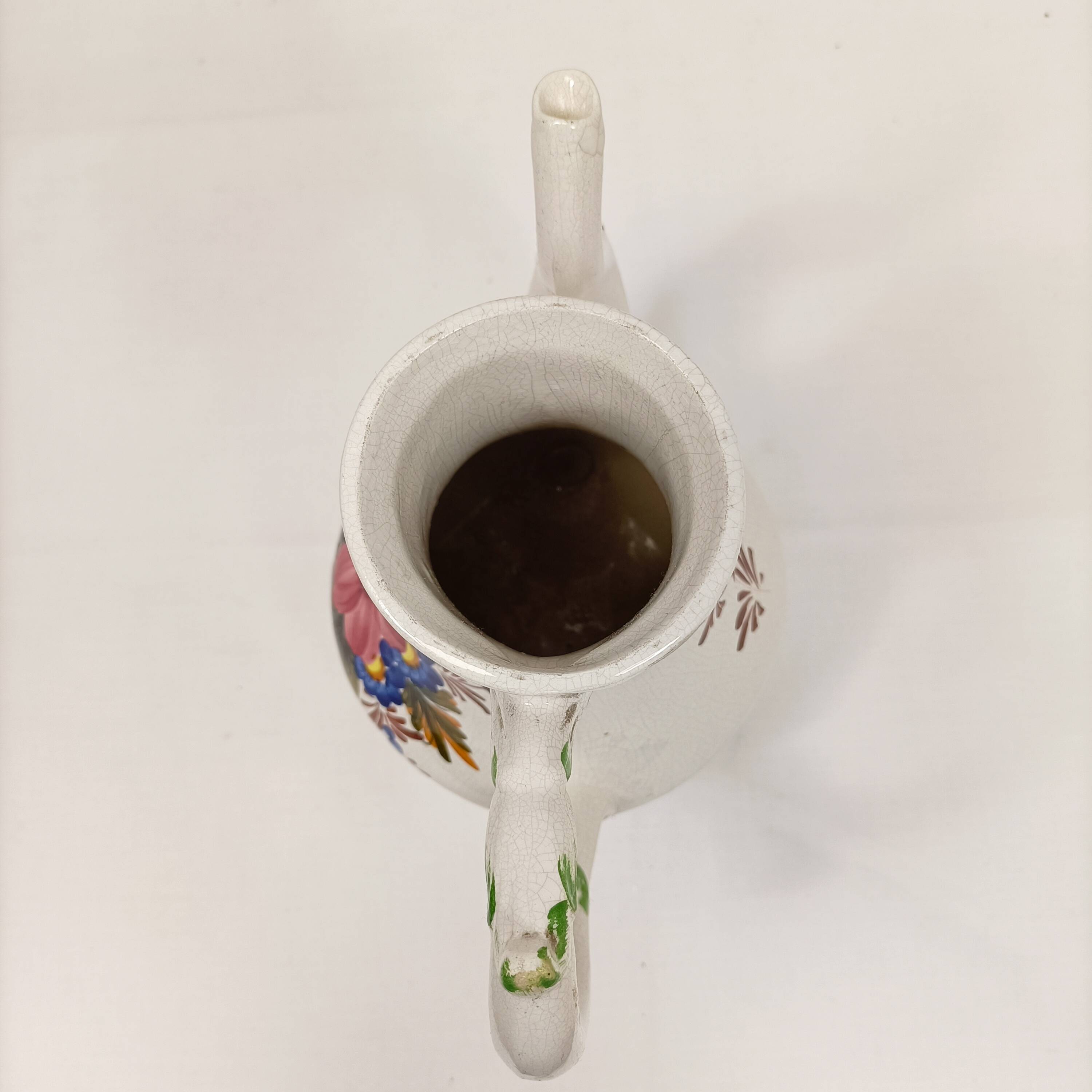 Antique Italian Bassano Vase Pitcher Carafe - Flower Pattern