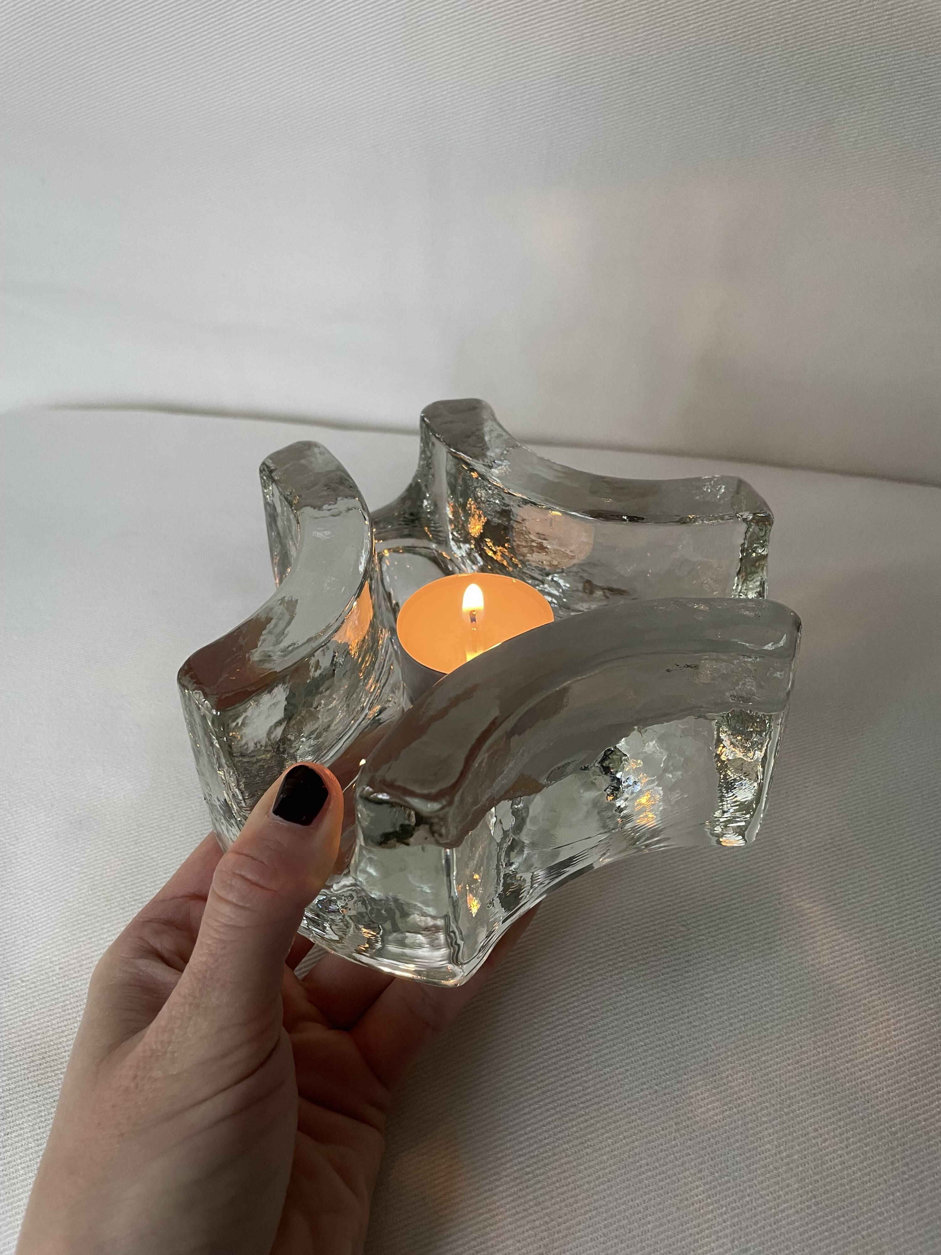 Bougeoir en verre lourd, chauffe-thé ou assiette