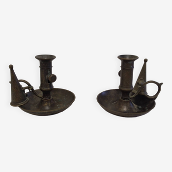 Candlesticks/old cellar rat in bronze