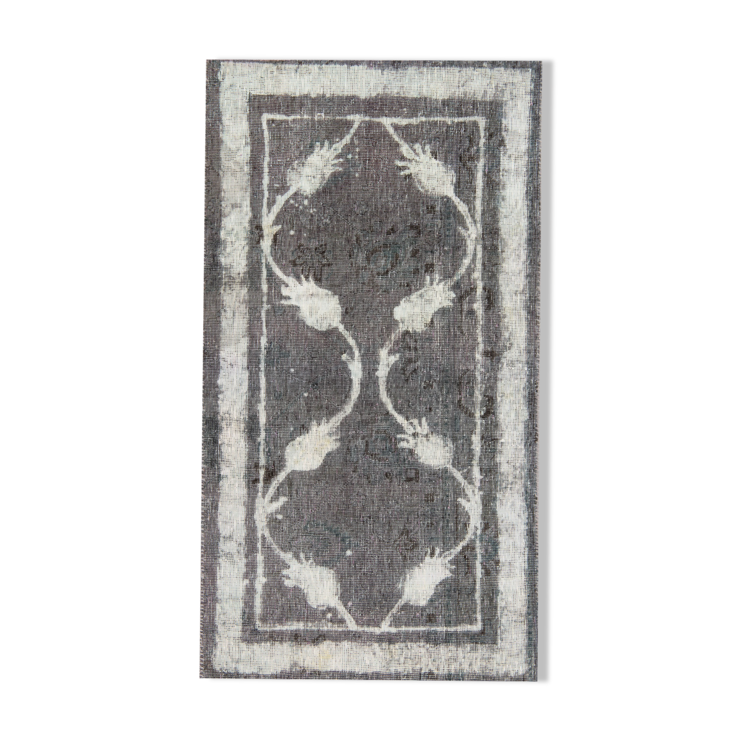 Vintage persian rug handwoven overdyed wool living area rug