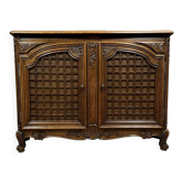 buffet de boiserie galbé a double fond secret style Louis XV en chêne