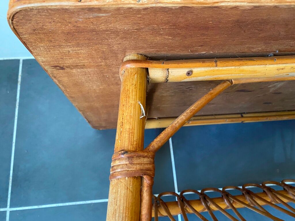 Vintage rattan coffee table 86x53x46 70s