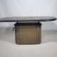 Brutalist stone copper brass design coffee table by Paul Kingma, 70s 80s