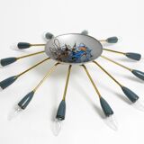 Very nice large 12-armed Mid Century Modern Brass Sputnik ceiling lamp