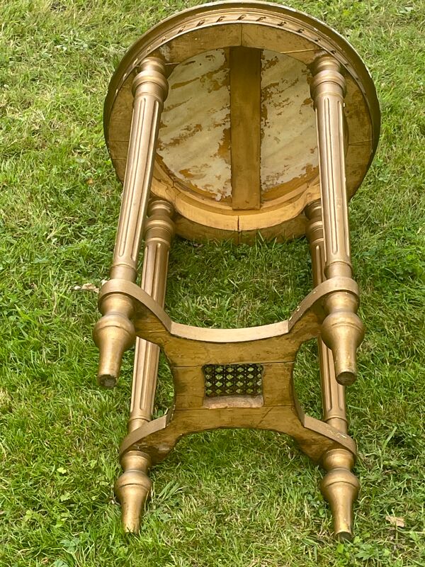 Sellette ou petite table d'appoint de style Louis XVI, plateau marbre - H 77 cm