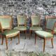 Set de 6 chaises Directoire en velours vert amande